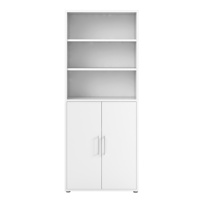 Sutton 3 Bookcase 4 Shelves with 2 Doors in White