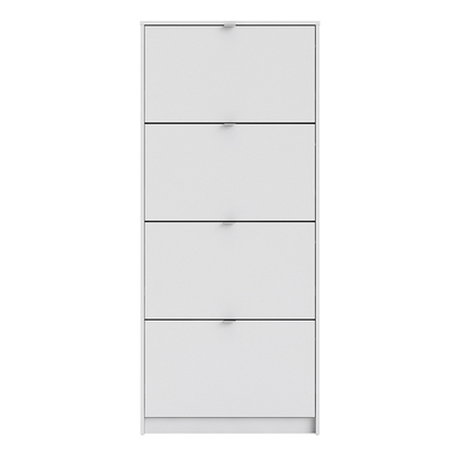 Hayes Shoe Cabinet 4 Flip Down Doors and 2 layers in White