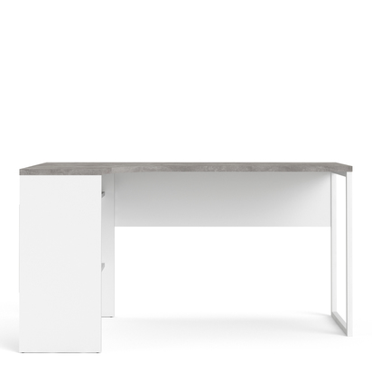 Oakwell 4 Corner Desk 2 Drawers in White and Grey