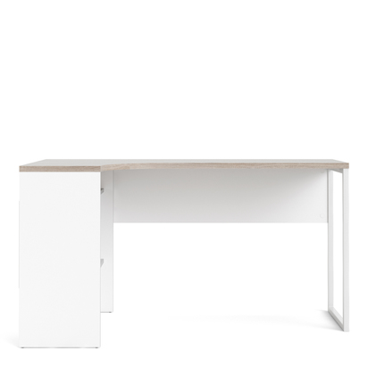 Oakwell 4 Corner Desk 2 Drawers in White and Truffle Oak