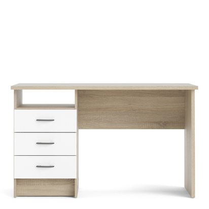 Oakwell 4 Oak Desk 3 White Drawers
