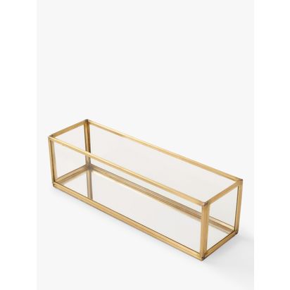 Truly Slim Glass Trinket Tray, Clear/Brass