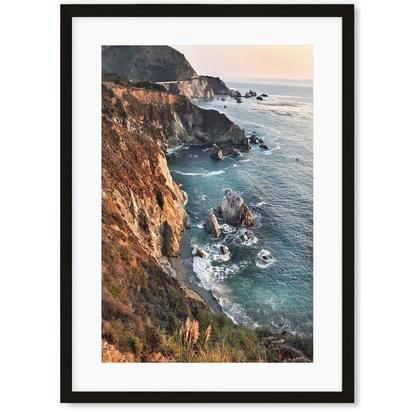 Cliff & Ocean Art Print 40 x 50 cm Black Frame With Mount