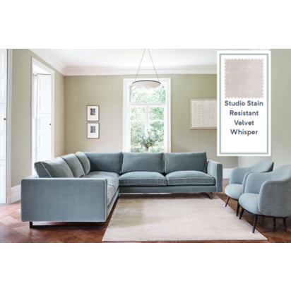 Byron Symmetrical Corner Sofa 2 Seater in Studio Stain Resistant Velvet Whisper 