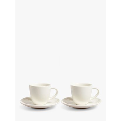 John Lewis Wave Fine China Espresso Cup & Saucer, Set of 2, 90ml White | Saucer: H1.8 x Dia.12.4cm, Cup: H6 x W8.8 x D6.4cm
