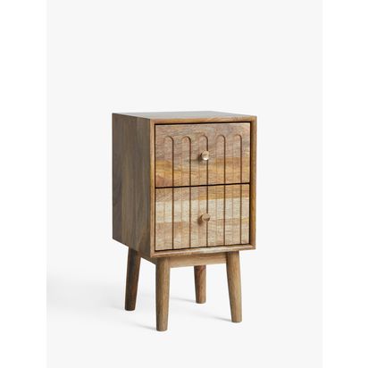 John Lewis Groove 2 Drawer Bedside Table, Natural Natural | H59 x W32 x D32cm