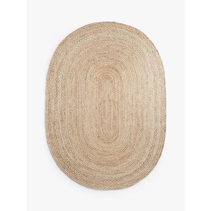 John Lewis Skye Jute Rug, Natural, Oval, L240 x W170cm Natural | L240 x W170cm