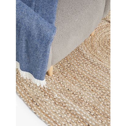 John Lewis Skye Jute Rug, Natural, Oval, L240 x W170cm Natural | L240 x W170cm