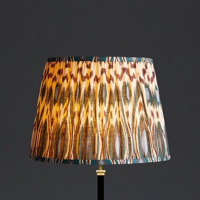 40cm straight empire printed linen ikat shade in teal heraldic