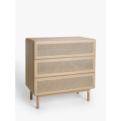 John Lewis Rattan 3 Drawer Chest Oak | H85.0cm * W85.0cm * D45.2cm