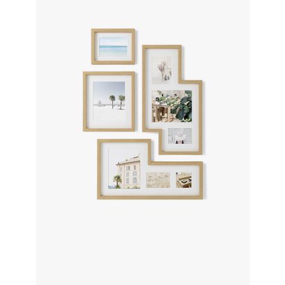 Umbra Mingle Gallery Wall Multi-aperture Photo Frame Set, 9 Photo Natural | 69.8 x 39 x 5.7cm