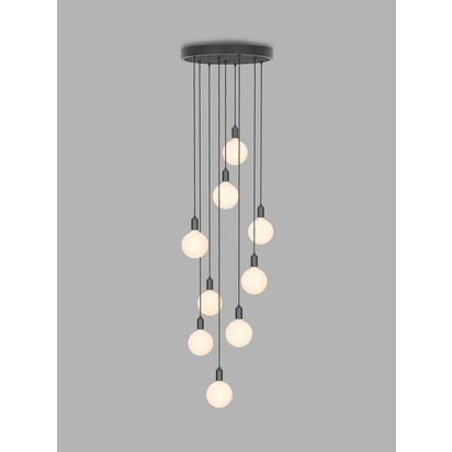 Tala Graphite Nine Pendant Cluster Ceiling Light with Sphere IV ES LED Dim to Warm Globe Bulbs, Black Black | H5 x Dia.50.8cm