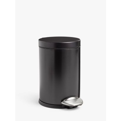 John Lewis Soft Close Bathroom Pedal Bin, 3L Black | 26 x 17.5 x 23.5cm