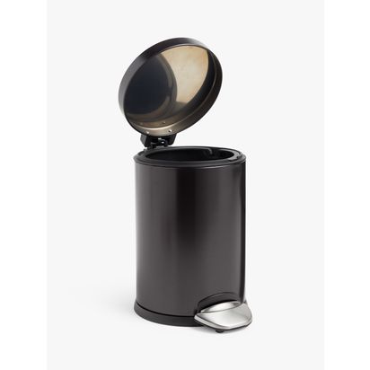 John Lewis Soft Close Bathroom Pedal Bin, 3L Black | 26 x 17.5 x 23.5cm