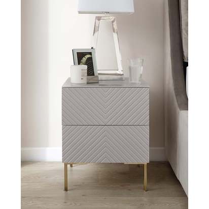 Noah Grey & Brass Bedside Table
