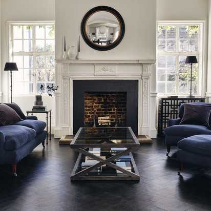 Coleridge 3-Seater Sofa with Linen Loose Cover - Pure Navy