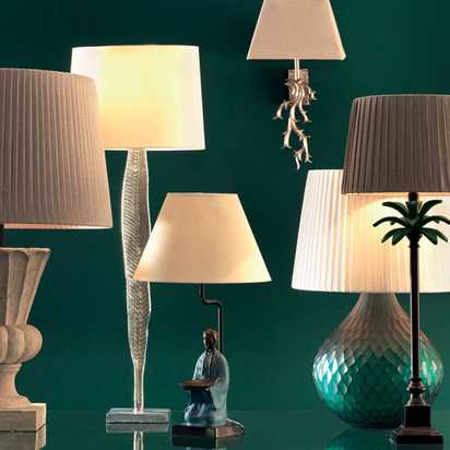 40cm Pleated Linen Lampshade - Grey Blue