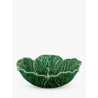 Bordallo Pinheiro Cabbage Earthenware Serving Bowl, 22cm, Green Green | H10 x Dia.24.5cm
