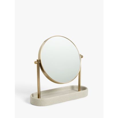 John Lewis Drift Brass Finish Pedestal Mirror, Natural Natural | H22.5 x W23.5 x D8.2cm