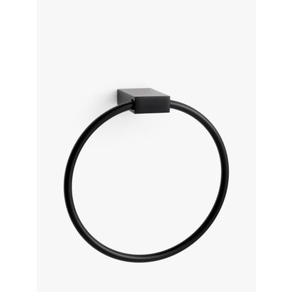 John Lewis Opus Towel Ring Black | H16.5 x W16.2 x D5.8cm