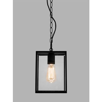Astro Homefield Outdoor Pendant Ceiling Light, Black Black | H24 x W18 x D18cm