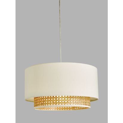 John Lewis Double Layered Rattan Easy-to-Fit Ceiling Shade, Cream/Natural Cream/Natural | H21.5 x Dia.40cm
