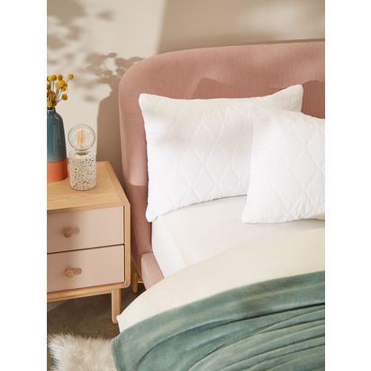 John Lewis Synthetic Soft Touch Washable Quilted Standard Pillow Protector, Pair White | L75 x W50cm