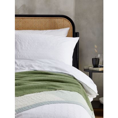 John Lewis Stepped Waffle Duvet Cover Set White | Double set