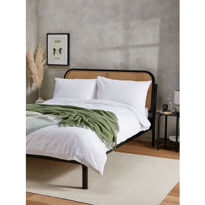 John Lewis Stepped Waffle Duvet Cover Set White | H2.00mm * W225.00cm * D220.00cm