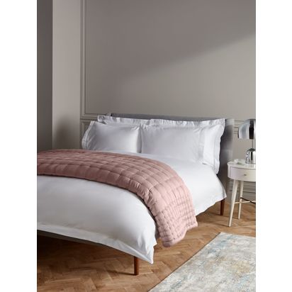 John Lewis 600 Thread Count Stitch Trim Bedding White | King duvet cover