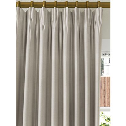 John Lewis Herringbone Weave Pair Lined Pencil Pleat Curtains Mole | W167 x D274cm
