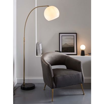 Bay Lighting Hettie Marble Floor Lamp, Black/Antique Brass Black/Antique Brass | H169 x W30 x D72cm