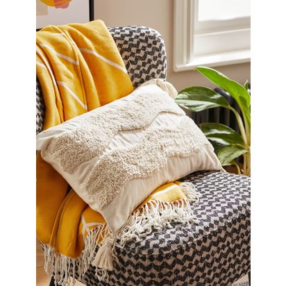 John Lewis Tufted Waves Cushion Ecru | W35 x D55cm