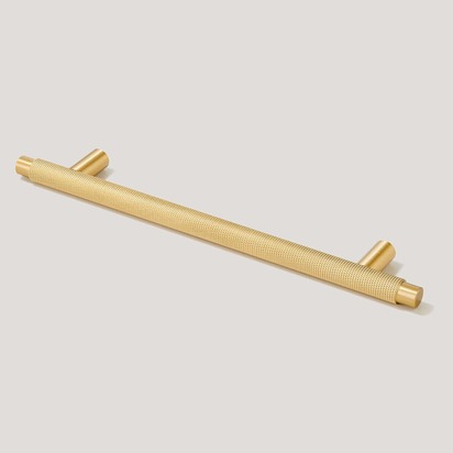 KEPLER Knurled T-Bar Handle - Brass, 220mm (160mm CC), Handle Only