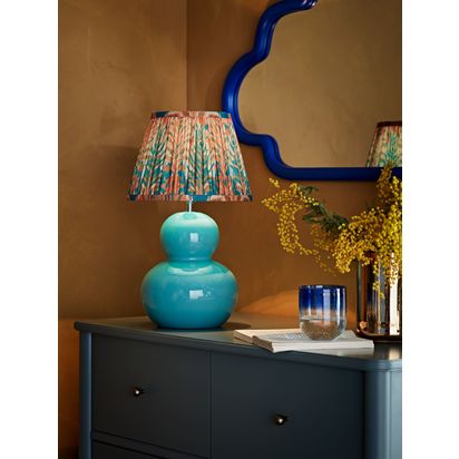 John Lewis + Matthew Williamson Curved Ceramic Lamp Base, H31cm Blue | H31 x Dia.22cm