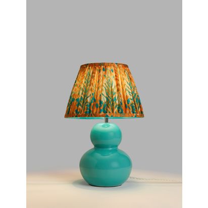John Lewis + Matthew Williamson Curved Ceramic Lamp Base and Peacock Tapered Lampshade, Teal/Orange