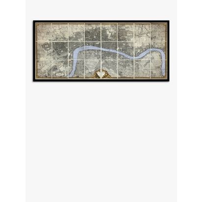 John Lewis John Rocque 1746 Antique Map of London Framed Print, 55.5 x 119.5cm, Grey/Multi Grey/Multi | H55.5 x W119.5 x D2.8cm