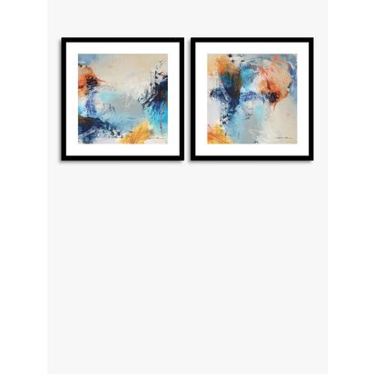 John Lewis Natasha Barnes 'Promise' Abstract Framed Print & Mount, Set of 2, 61.5 x 61.5cm, Blue/Multi Blue/Multi | H61.5 x W61.5 x D2.8cm