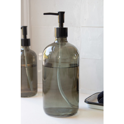 Smoked Glass Soap Dispenser Bottle - Small