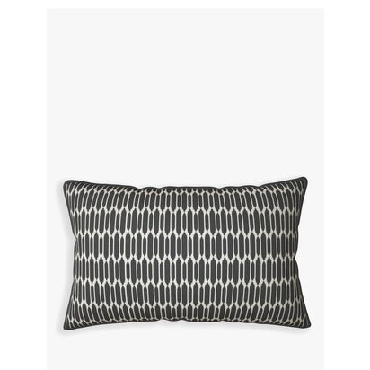 John Lewis Fusion Block Print Reversible Garden Cushion, 35 x 55cm, Black/Brown