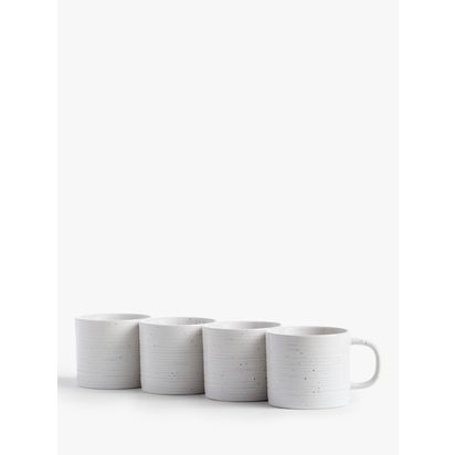 John Lewis Craft Speckle Glaze Mugs, Set of 4, 260ml White | H7.8 x W8.7 x D8.7cm