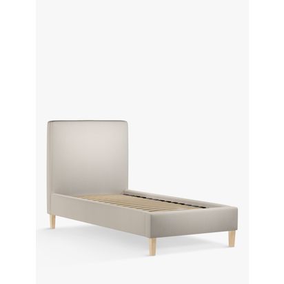 John Lewis Emily Child Compliant Upholstered Bed Frame, Single Cotton Effect Beige | H110 x W103 x D210cm