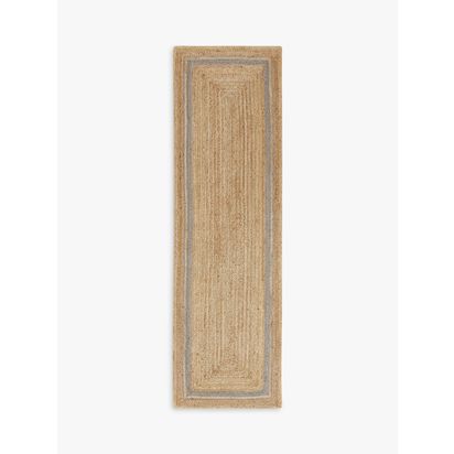 John Lewis Jute Border Runner Rug, L240 x W70 cm Grey | L240 x W70 x D1cm