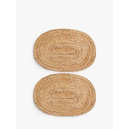 John Lewis Jute Oval Table Centrepiece Placemats, Set of 2, Natural Natural