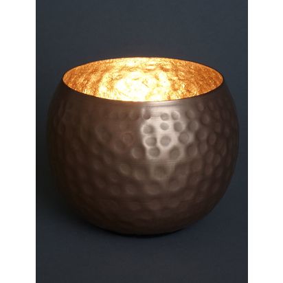John Lewis Hammered Tealight Holder Copper | H77 x W100 x D100mm
