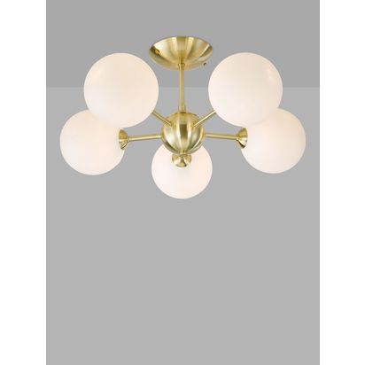 John Lewis Satellite 5 Arm Semi Flush Ceiling Light, Satin Brass Satin Brass | H21 x Dia.46cm