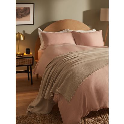 John Lewis Washed Cotton Bedspread Natural | L250 x W260cm