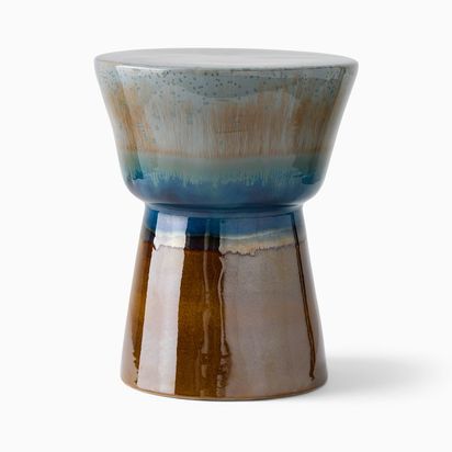 Faroe Ceramic Side Table, Blue/Brown