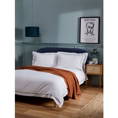 John Lewis Twist Embroidered Cotton Bedding White/Ice Blue | H220.00cm * W260.00cm * D3.00cm
