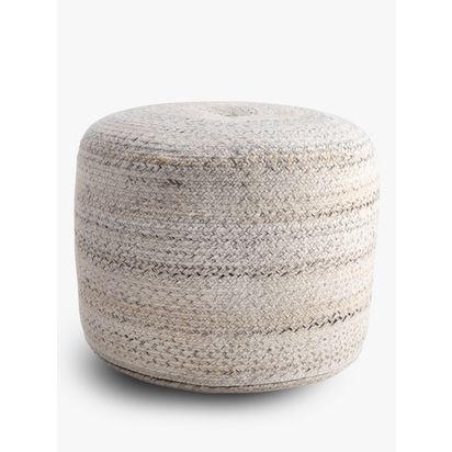 John Lewis Outdoor Braided Pouffe Grey | H38 x Dia.55cm